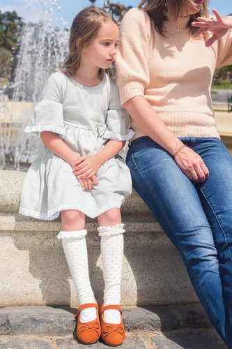 Vista 5 de Otter MOMO Zapatos planos de bailarina para niña con lazo decorativo ideales para llevar con vestido y combinan bien con flores para escuela fiestas