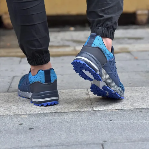 Vista 9 de SUADEX Zapatos de punta de acero indestructibles para hombres y mujeres, zapatos de trabajo ligeros para hombres, cómodos zapatos de seguridad