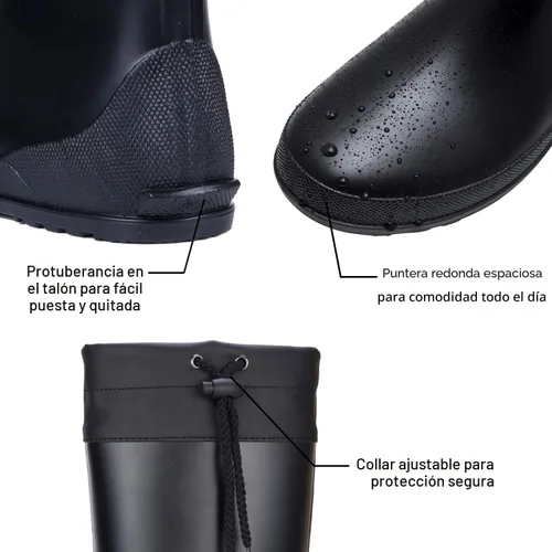 Vista 5 de Asgard - Botas de lluvia a media pantorrilla para mujer, con cuello para jardinería, ultra ligeras, portátiles, zapatos de jardín Negro - Eje de 9.8