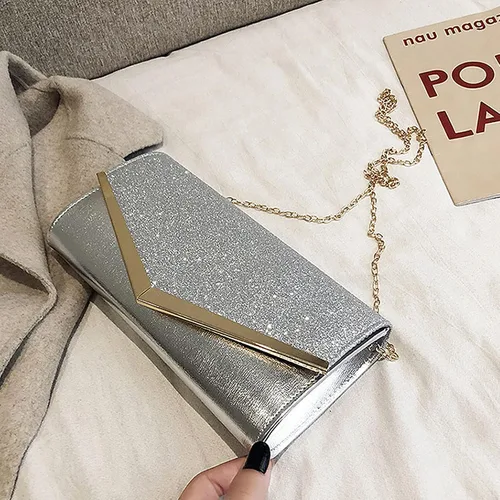Vista 4 de Bolso de mano de noche con purpurina brillante para mujer, bolso de cadena para boda, fiesta de graduación, regalo para mamá, esposa, novia