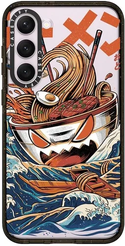 Vista 210 de CASETiFY Funda de impacto para Galaxy S22+ - Adhesivo Aries Moross, color negro transparente