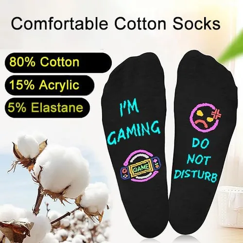 Vista 7 de Regalos para jugadores, calcetines divertidos para hombre regalo de cumpleaños para novio, adolescente, niños, papá, amantes de los juegos, Do Not