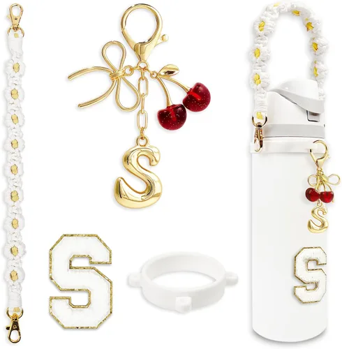 Vista 125 de Letter Handle Strap Accessories with Cute Initial Charm Compatible with Owala Water Bottle 24oz 32oz 40oz Owala Kids