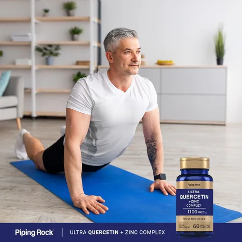 Vista 6 de Piping Rock Quercetina Zinc Complex 1100 mg 60 Cápsulas Flavonoide potente Suplemento sin OMG, sin gluten