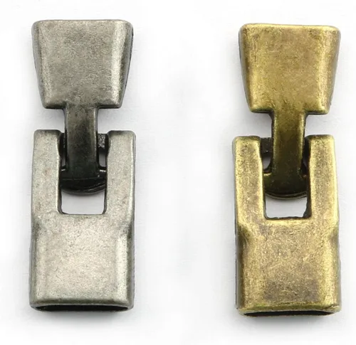 Vista 2 de 12 juegos de pulseras de aleación de bronce antiguo y plata antigua con cierre de hebilla plana, tapa de extremo de cordón Connecto para pulsera