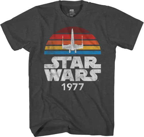 Vista 3 de STAR WARS 1977 Logo Rainbow X-Wing Camiseta para hombre