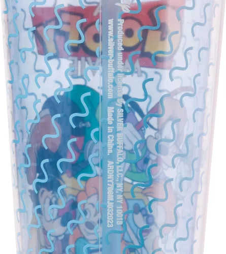 Vista 5 de Silver Buffalo Disney Una Loca Aventura de Goofy con Goofy, Max Goof, Roxanne y Bobby Zimuruski - Vaso de plástico para bebidas frías con tapa