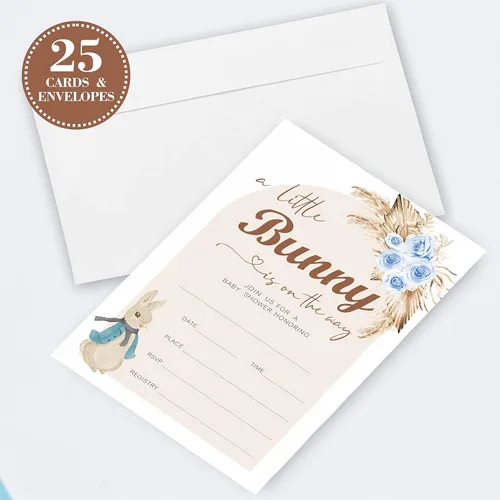 Vista 2 de Juego de 25 invitaciones para baby shower con sobres, boletos para rifas de pañales y tarjetas de solicitud de libro de baby shower, fiesta de baby