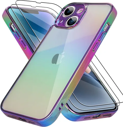 Vista 39 de Bonoma Funda magnética para iPhone 13 【Soporte para Magsafe】Protector de cámara de lujo de cristal fluorescente iridiscente con láser brillante + 2