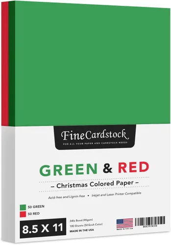 Vista 2 de Papel de colores navideños: perfecto para artes y manualidades de Navidad y Año Nuevo, invitaciones y anuncios de fiesta, enlace de 24 libras, texto