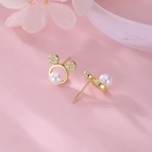 Vista 6 de SLUYNZ Solid 925 Sterling Silver Sparkling CZ Mouse Studs Earrings for Women Teens Cute Mouse Earrings