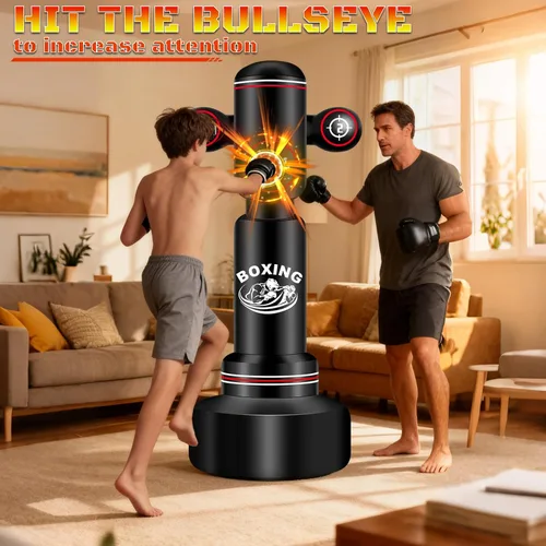 Vista 10 de Heavy Boxing Bag with Stand for Adult Teens, 70'' Freestanding Punching Bag with Boxing Gloves, Men Women Standing Kickboxing Bag, Kickboxing Bags