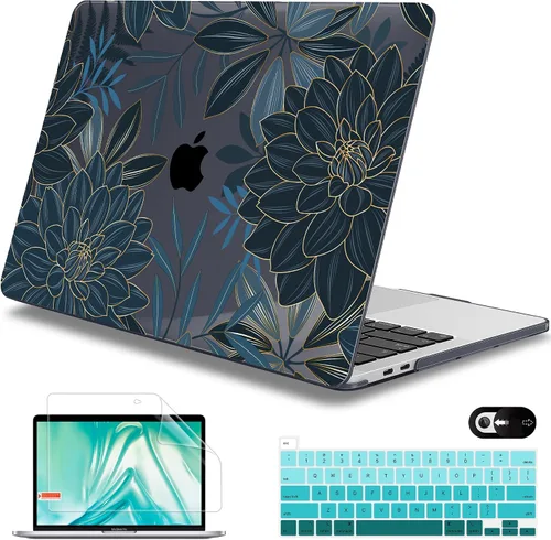 Vista 39 de Mektron Funda para MacBook Pro de 13 pulgadas 2022 2021 2020 versión A2338 M2 M1 A2289 A2251, cubierta rígida de plástico impresa para MacBook Pro