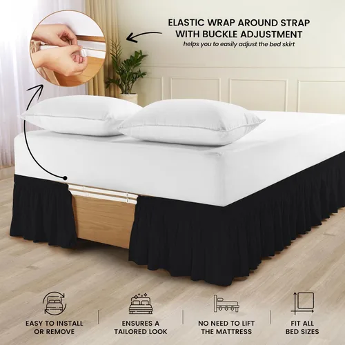 Vista 3 de Utopia Bedding Falda de Cama Elástica Twin - Volante de Fácil Colocación - Falda de Cama de Microfibra con Cinturón Elástico Ajustable Caída