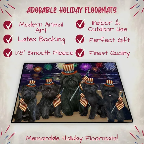 Vista 2 de Doggie of the Day Affenpinscher Dogs Floor Mat - 4th of July Independence Day - Best Dog Doormat - Protector Decor - Unique Portrait Art - Premium