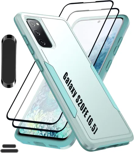 Vista 9 de Funda híbrida de doble capa para Galaxy S20 FE (5G) de 6.5 pulgadas de grado militar resistente a los golpes con 1 soporte magnético para automóvil
