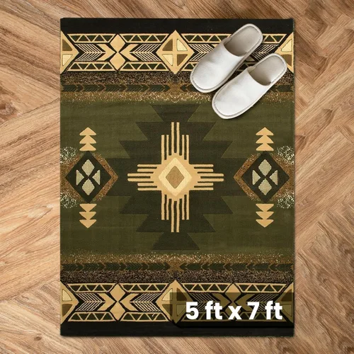 Vista 52 de YHSF South West - alfombra estilo nativo americano del suroeste C318 - fácil de limpiar, gruesa, suave, duradera, alfombra inspirada en tribus