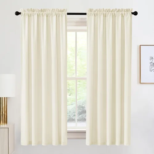 Vista 101 de RYB HOME Cortinas opacas de terciopelo para dormitorio, aislamiento térmico, privacidad, luz solar, bloqueo de calor, cortinas lujosas con bolsillo