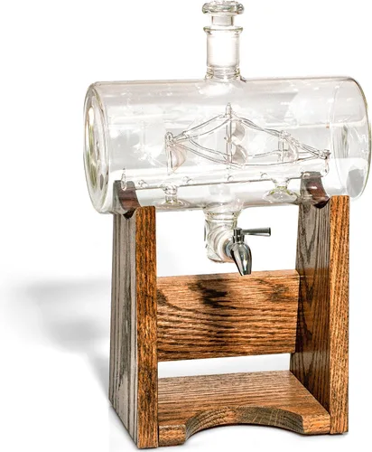 Vista 2 de Decantador de licores – 1150 ml para Vodka, Bourbon, Rum, vino, de whisky, Tequila– Cristal
