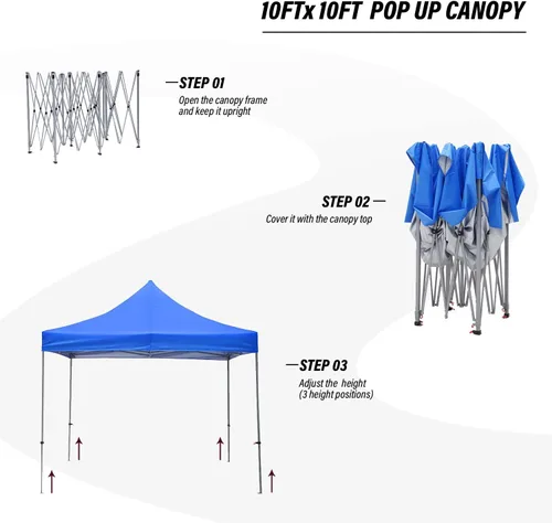 Vista 4 de GDY - Carpa plegable de 10 x 10 pies, toldo para exteriores con bolsa de transporte