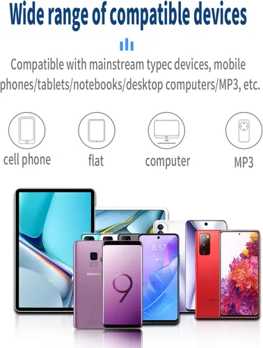 Vista 7 de Tipo de auriculares USB C con cable con micrófono escolar DAC en auriculares Chromebook para computadora (paquete de 2) compatibles con Samsung