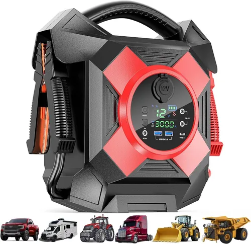 Vista 10 de Arrancador de camiones de alta resistencia, CAT797 30000A 12V/24V arrancador de batería portátil, paquete de refuerzo de batería para arranque a