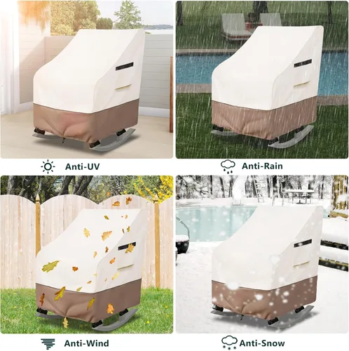 Vista 7 de Funda para silla mecedora para exteriores, resistente 600D, funda de invierno para silla de patio de 27 pulgadas de ancho x 34 pulgadas
