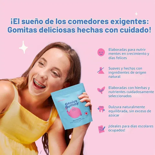 Vista 2 de JoySpring Genius Kids Focus Gomitas Bacopa, 60 unidades, a partir de 4 años