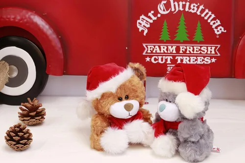 Vista 7 de Plushland Adorable oso de peluche suave y peludo, animal de peluche, juguetes de vacaciones, recuerdos de fiesta de Navidad para niños