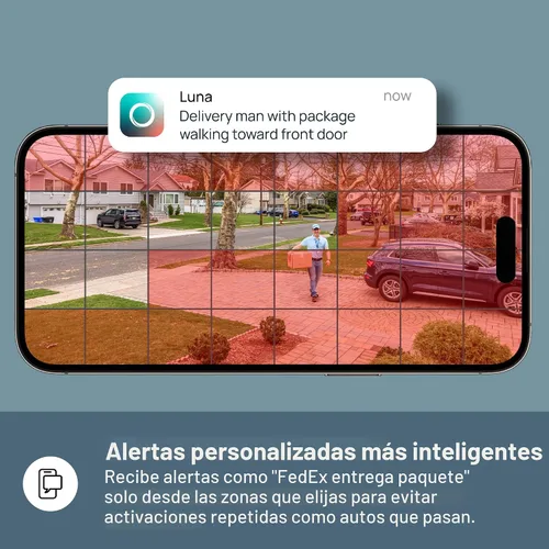 Vista 4 de Luna - Cámaras de seguridad inalámbricas para exteriores e interiores, inclinación panorámica de 360°, visión nocturna a color, bombilla LED y foco