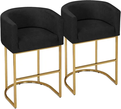 Vista 9 de Athena Collection Juego de 2 taburetes de bar tapizados de cuero de 23.5 pulgadas con respaldo y patas de metal, sillas de bar modernas para isla