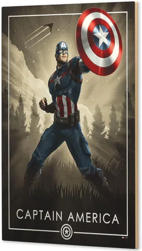 Vista 2 de Arte de pared de Open Road Brands Marvel Avengers Capitán América Cuadro grande del Capitán América para la cueva del hombre, sala de teatro