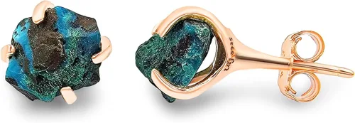 Vista 80 de Aretes de piedra preciosa natural en bruto con oro rosa sobre plata de ley 925, 6 a 0.276 in, regalo de piedra de nacimiento de calidad genuina