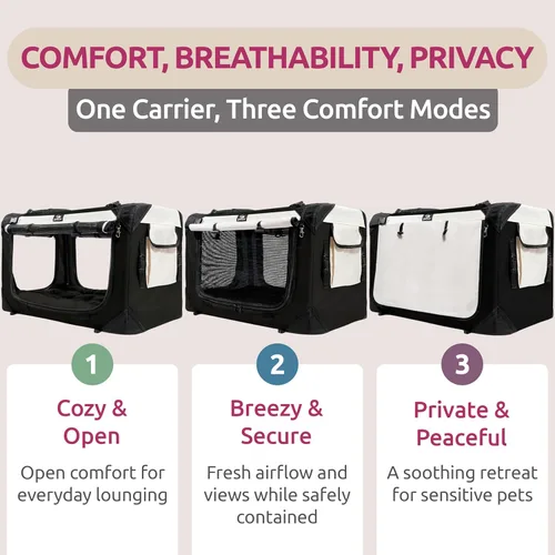 Vista 2 de Transportador de mascotas para gatos y perros, lado suave, mediano de 20 x 13 x 13 pulgadas, se adapta a la mayoría de gatos o perros pequeños