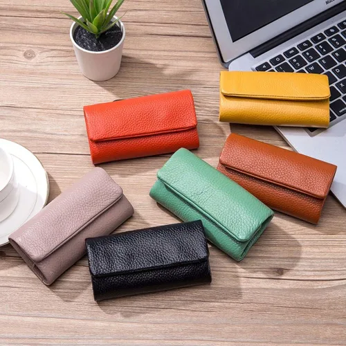Vista 6 de MFFOR Funda de cuero para llaves para mujeres y hombres, unisex, cartera (negro)