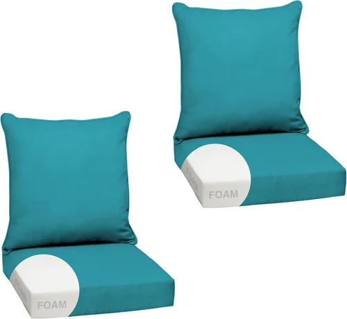 Vista 14 de Arden - Juego de cojines de asiento profundo para exteriores, espuma, 24x24, aguamarina