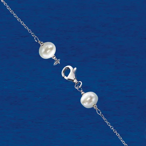 Vista 6 de Ross-Simons 6-10mm Cultured Pearl Station Necklace in Sterling Silver