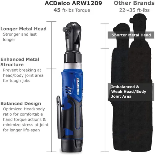 Vista 3 de ACDelco ARW1209-K16 Serie G12 12V Li-ion Inalámbrico 3/8" Llave de trinquete y taladro compacto Kit de herramientas combinado