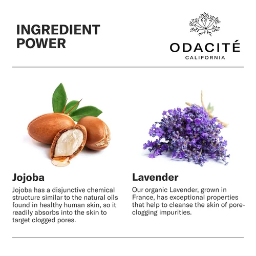 Vista 3 de Odacité - Suero concentrado para acné para cara, limpiador de poros, aceite facial para cuidado de la piel con jojoba + lavanda, suero facial