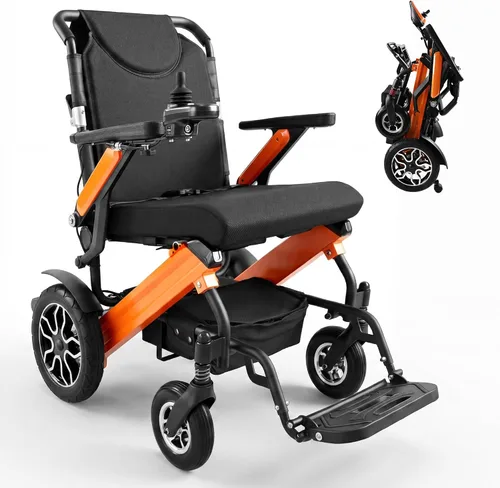 Vista 9 de YL002 Silla de ruedas eléctrica plegable ligera para adultos y personas mayores, motores duales de 500W sin escobillas, alcance de 30 millas