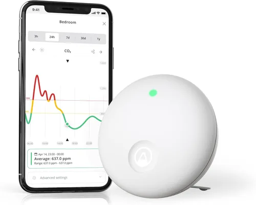 Vista 15 de Airthings 2960 View Plus - Monitor de calidad del aire y radón alimentado por batería (PM, CO2, VOC, humedad, temperatura, presión)