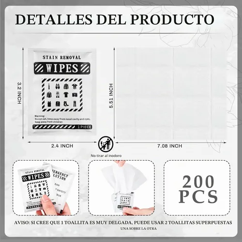 Vista 2 de Timgle 200 toallitas quitamanchas instantáneas, envueltas individualmente Negro