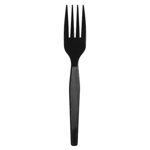 Vista 2 de Dixie, tenedor de poliestireno de peso medio, 6.31 pulgadas de largo (estuche de 1000), Negro, 10