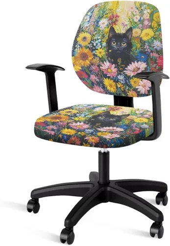 Vista 41 de Talayituse - Funda para silla de oficina o computadora con estampado de estrellas de playa, funda de asiento dividida elástica, extraíble y lavable