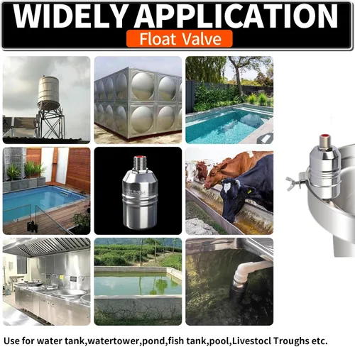 Vista 7 de Válvula de flotador de acero inoxidable 304 de 1/2 pulgada con control automático de nivel de agua para tanque de agua, canal de ganado, piscinas