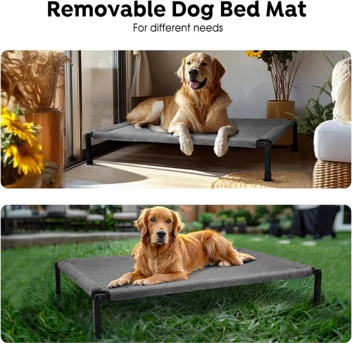Vista 7 de Veehoo CWC2432A - Cama elevada para perro con marco resistente, patas de silicona antideslizantes, cama para perro lavable y transpirable, cama