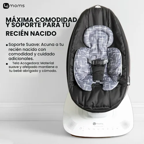 Vista 4 de Inserto para bebé 4moms RockaRoo y MamaRoo, lavable a máquina, tela suave y de felpa, diseño reversible, gris oscuro