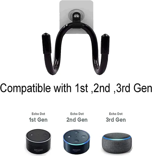 Vista 2 de 1 paquete de soporte de montaje en pared soporte soporte clip – tamaño ajustable – ideal para Echo Dot (1ª generación) Echo Dot (2ª generación)