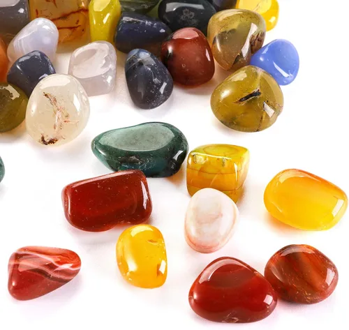 Vista 2 de Hedume Piedras decorativas de grava de 2 libras, 7/10 a 9/10 pulgadas, piedra de ágata mixta colorida, piedras pulidas naturales, piedras pulidas
