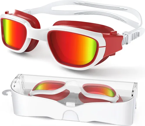 Vista 18 de Gafas de natación polarizadas, gafas de natación unisex para adultos, antivaho, anti UV, vista amplia, gafas de piscina para hombres y mujeres